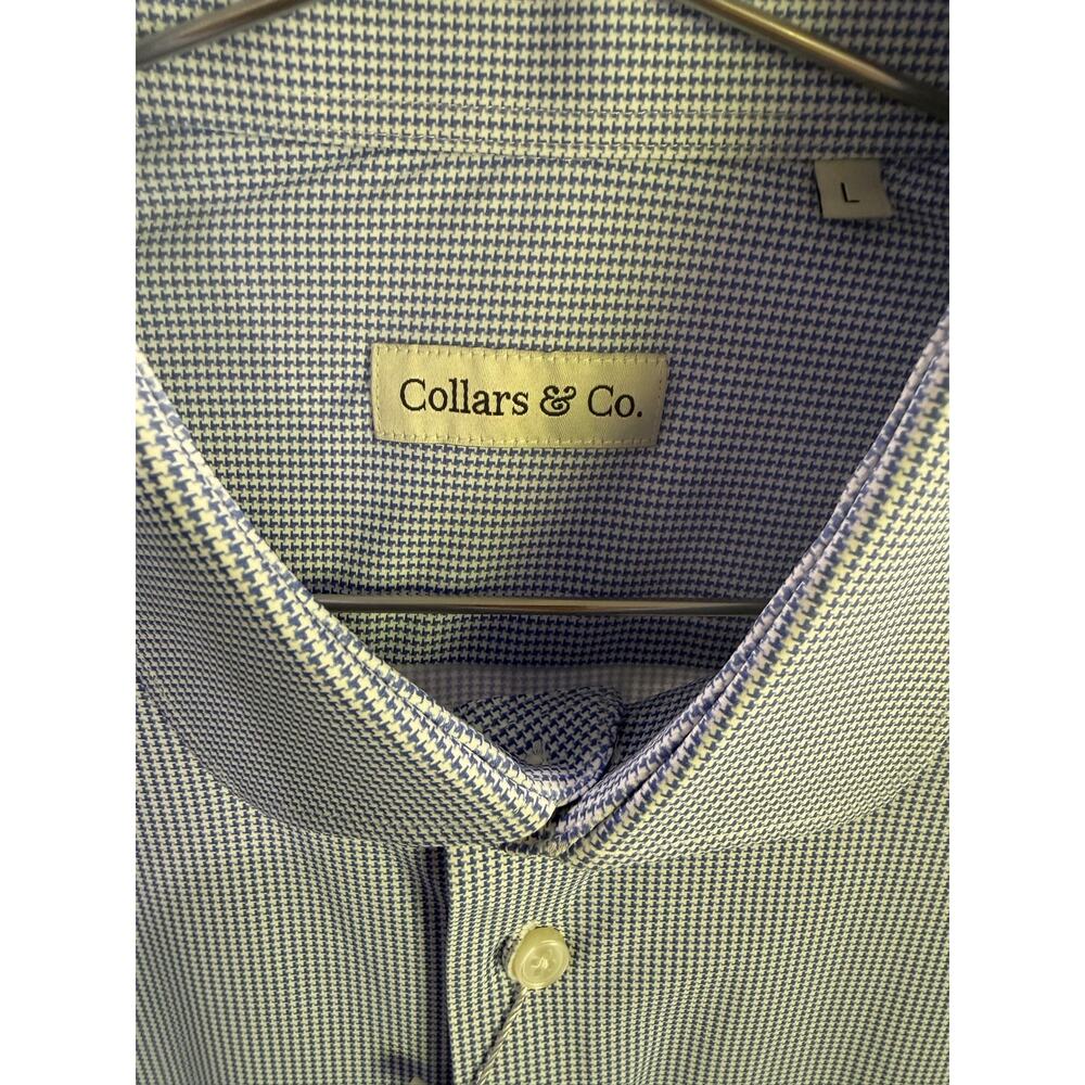 Collars & Co Blue Micro Check Performance Dress Shirt Large NWT - Picture 4 of 6